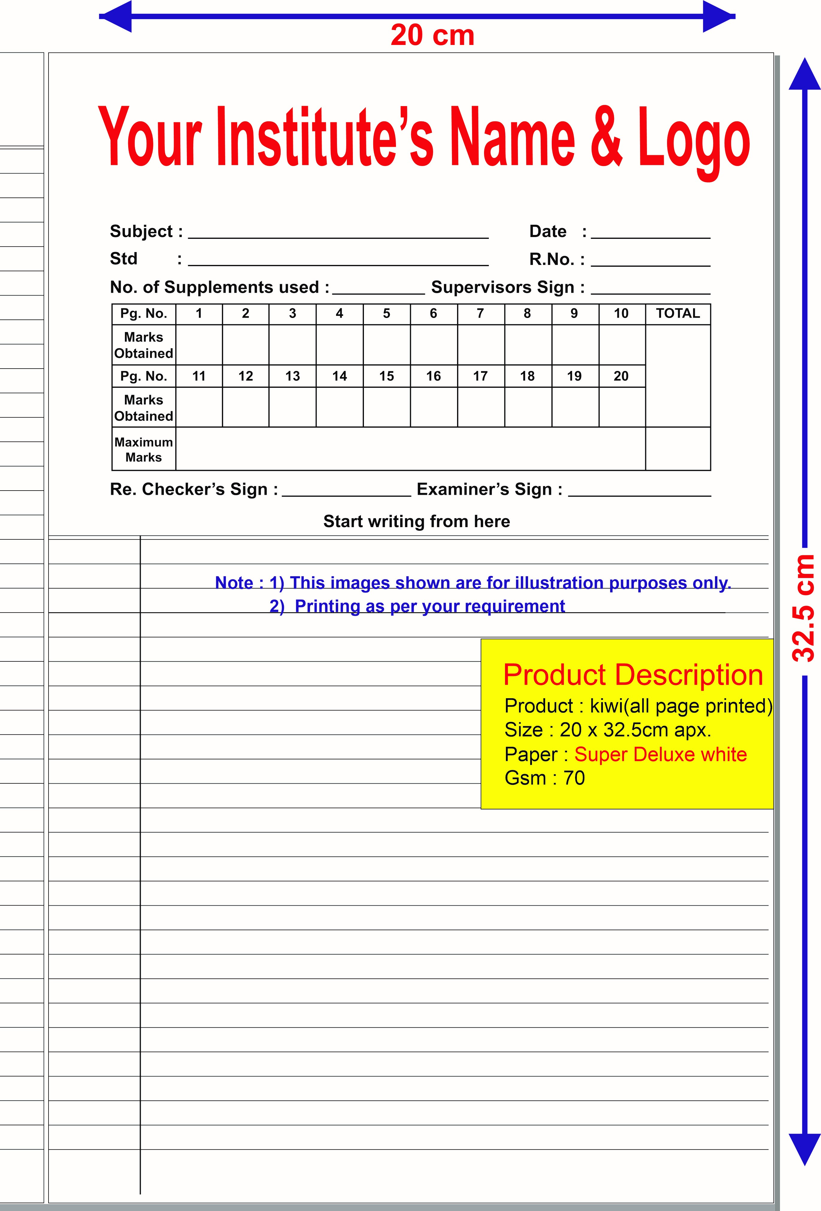 KIWI[20X32.5 CM] ANSWER SHEET
